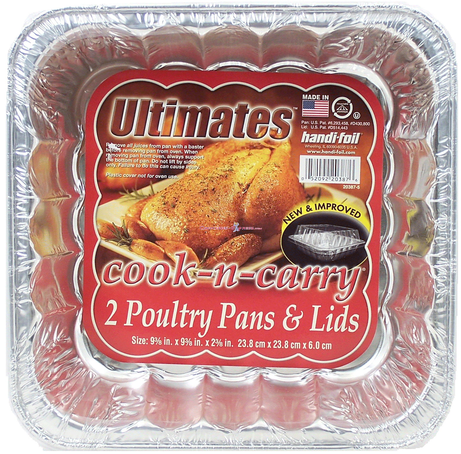 Handi-foil Ultimates cook-n-carry; 2 poultry pans & lids, 9 3/8 x 9 3/8 x 2 3/8-inch Full-Size Picture